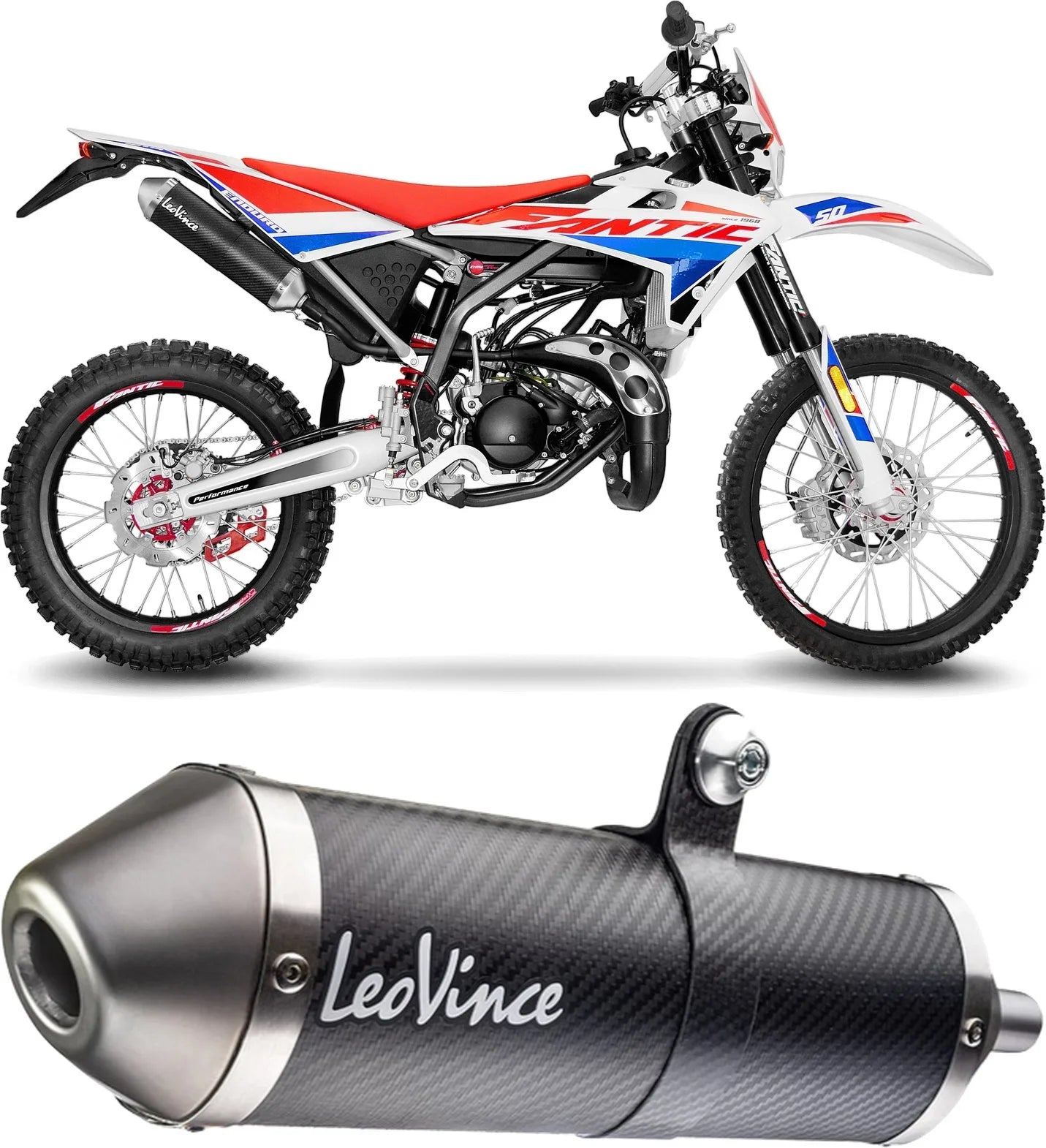 Terminale Di Scarico Con Omologazione Suono X-Fight Carbonio Fondello Acciaio - Leovince Compatibile Con Fantic Motor Motard 50 (2019-2020)