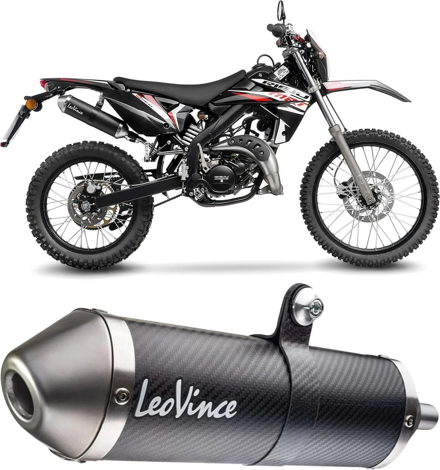 Terminale Di Scarico Con Omologazione Suono X-Fight Carbonio Fondello Acciaio - Leovince Compatibile Con Rieju Mrt 50 - Pro - Sm (2021-2023)