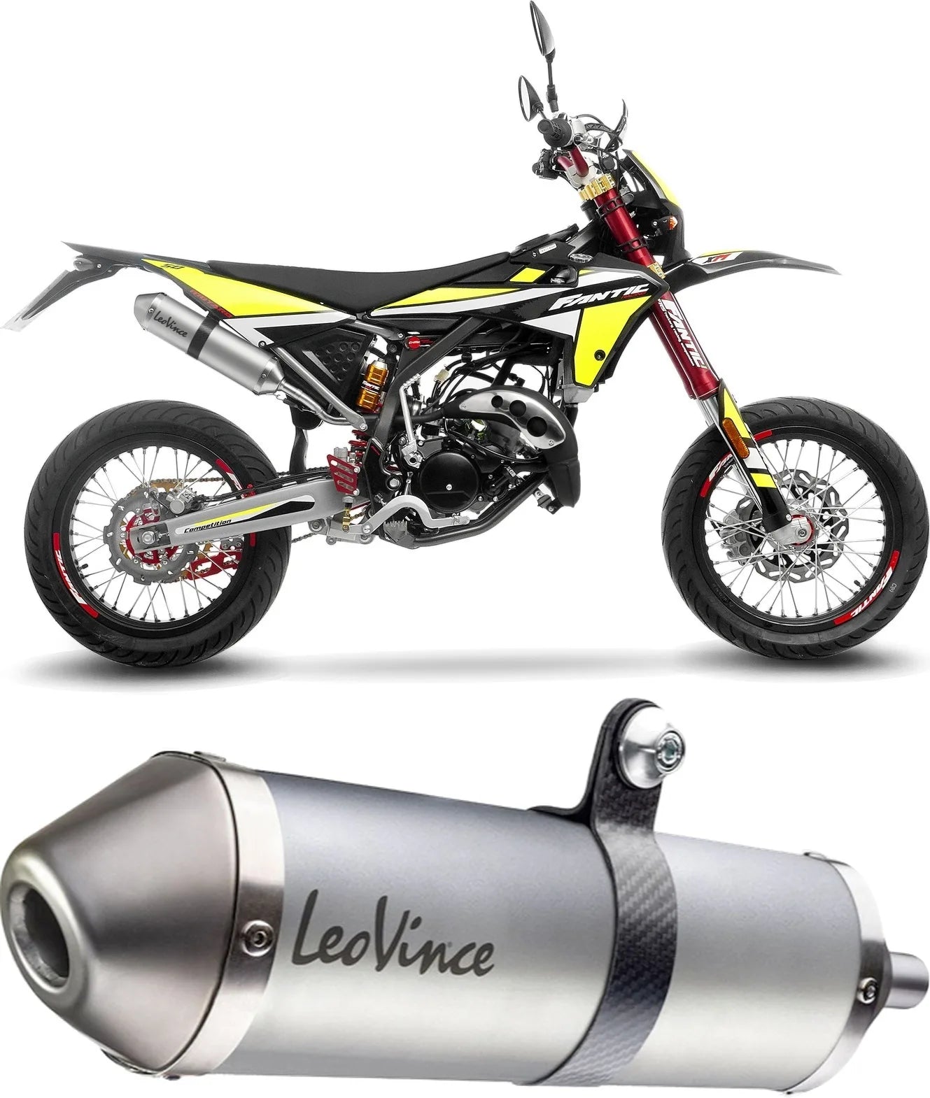 Terminale Di Scarico Con Omologazione Suono X-Fight Acciaio Fondello Acciaio - Leovince Compatibile Con Fantic Motor Xe 50 Competition (2021-2024)