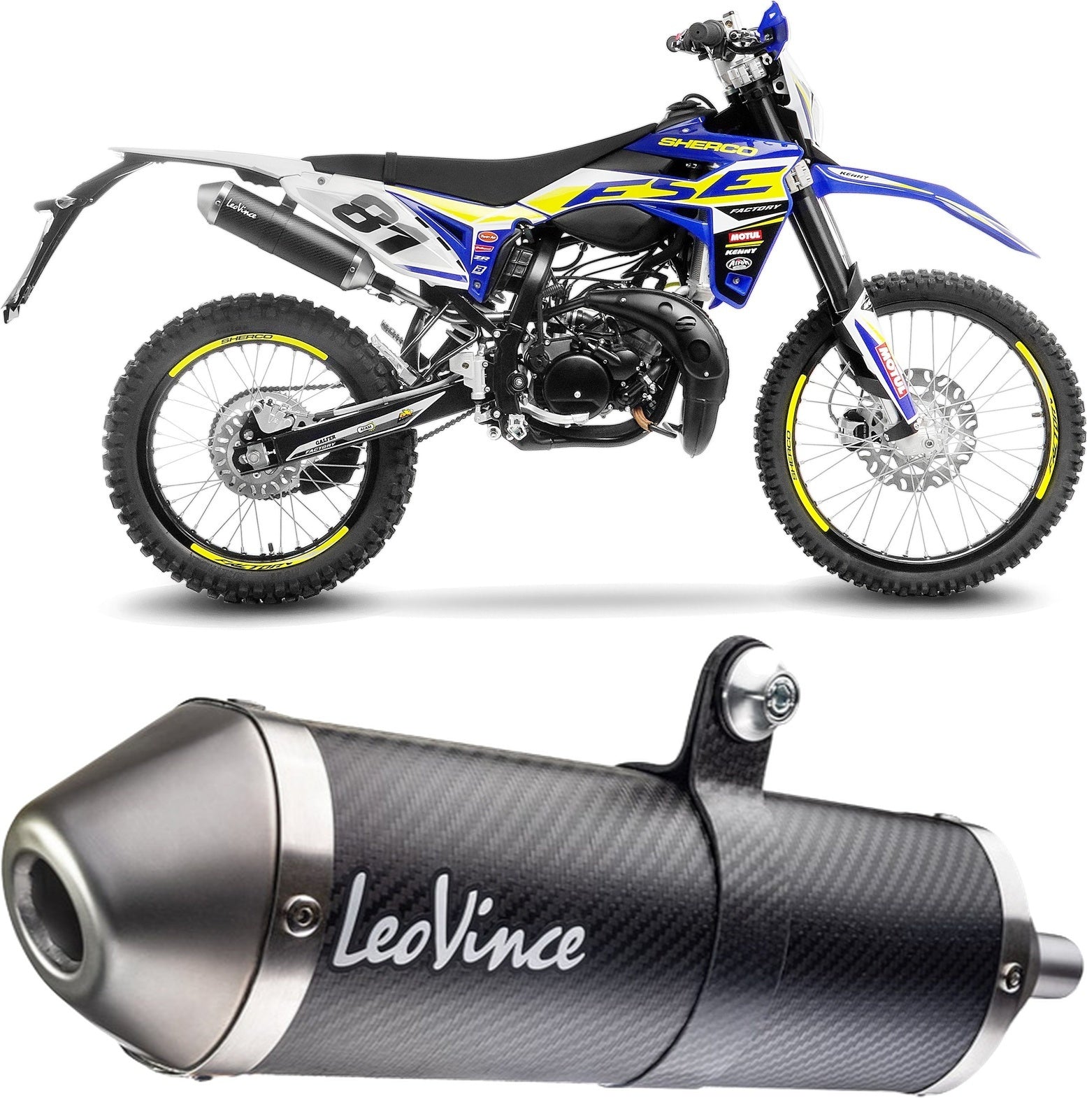 Exhaust Tip With Noise Certification X-Fight Carbon Fiber Stainless Steel End Cap - Leovince Compatible With Sherco 50 Sm-R (2021-2024)