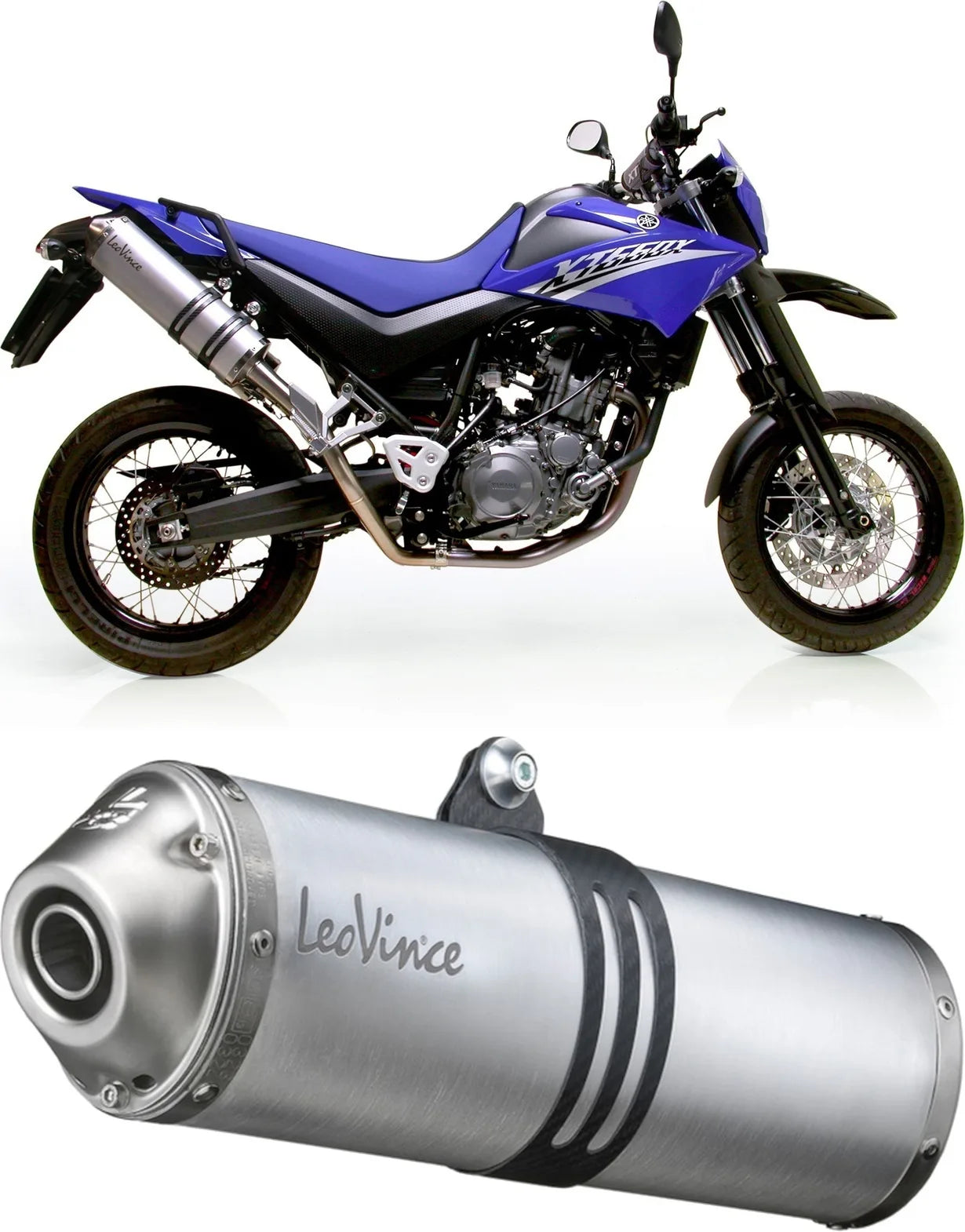 Doppio Terminale Di Scarico Con Omologazione Suono Lv-X Alluminio Fondello Acciaio - Leovince Compatibile Con Yamaha Xt 660 R - X (2004-2016)