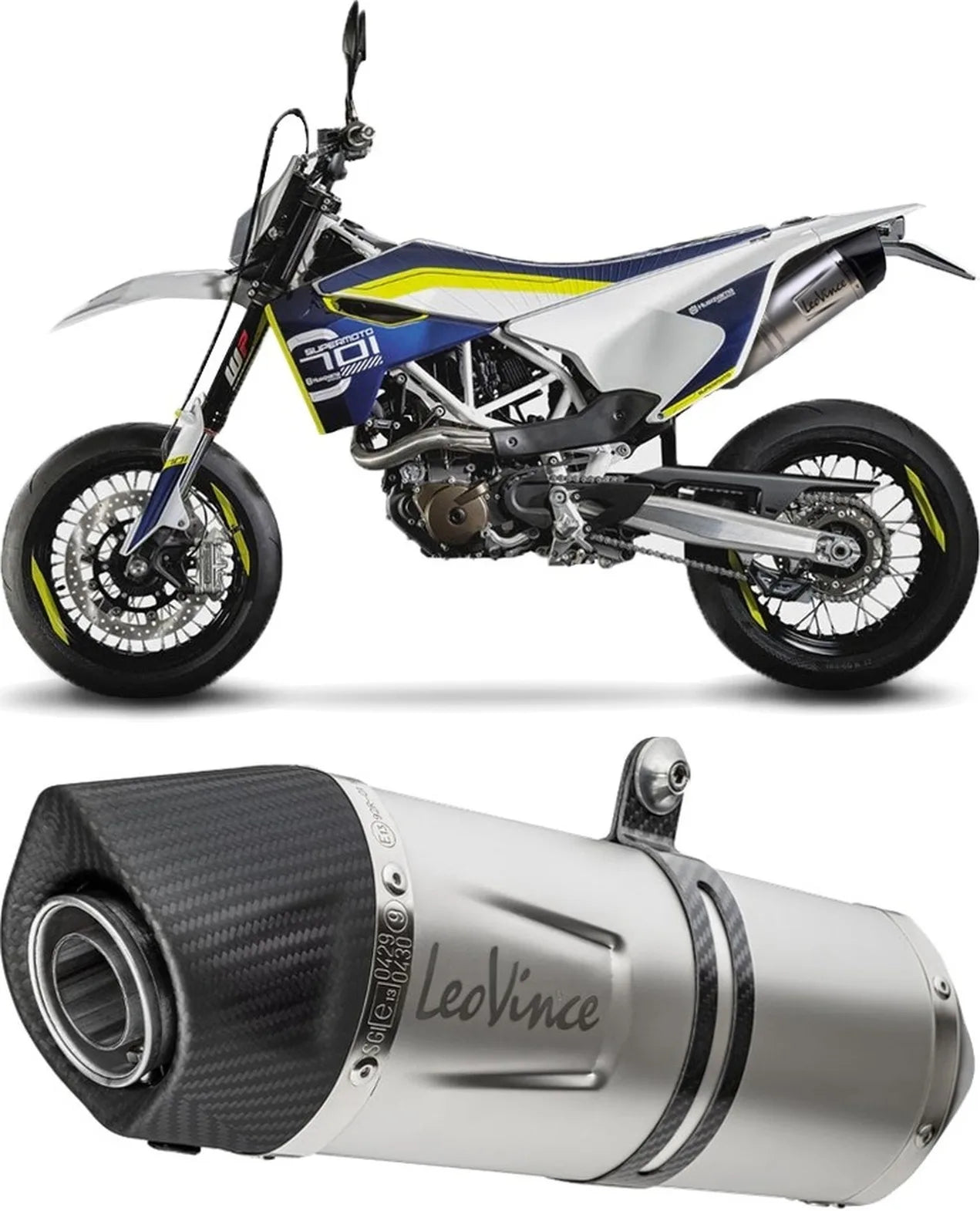Terminale Di Scarico Con Omologazione Suono Lv One Evo Acciaio Fondello Carbonio - Leovince Compatibile Con Ktm 690 Smc (2008-2011)