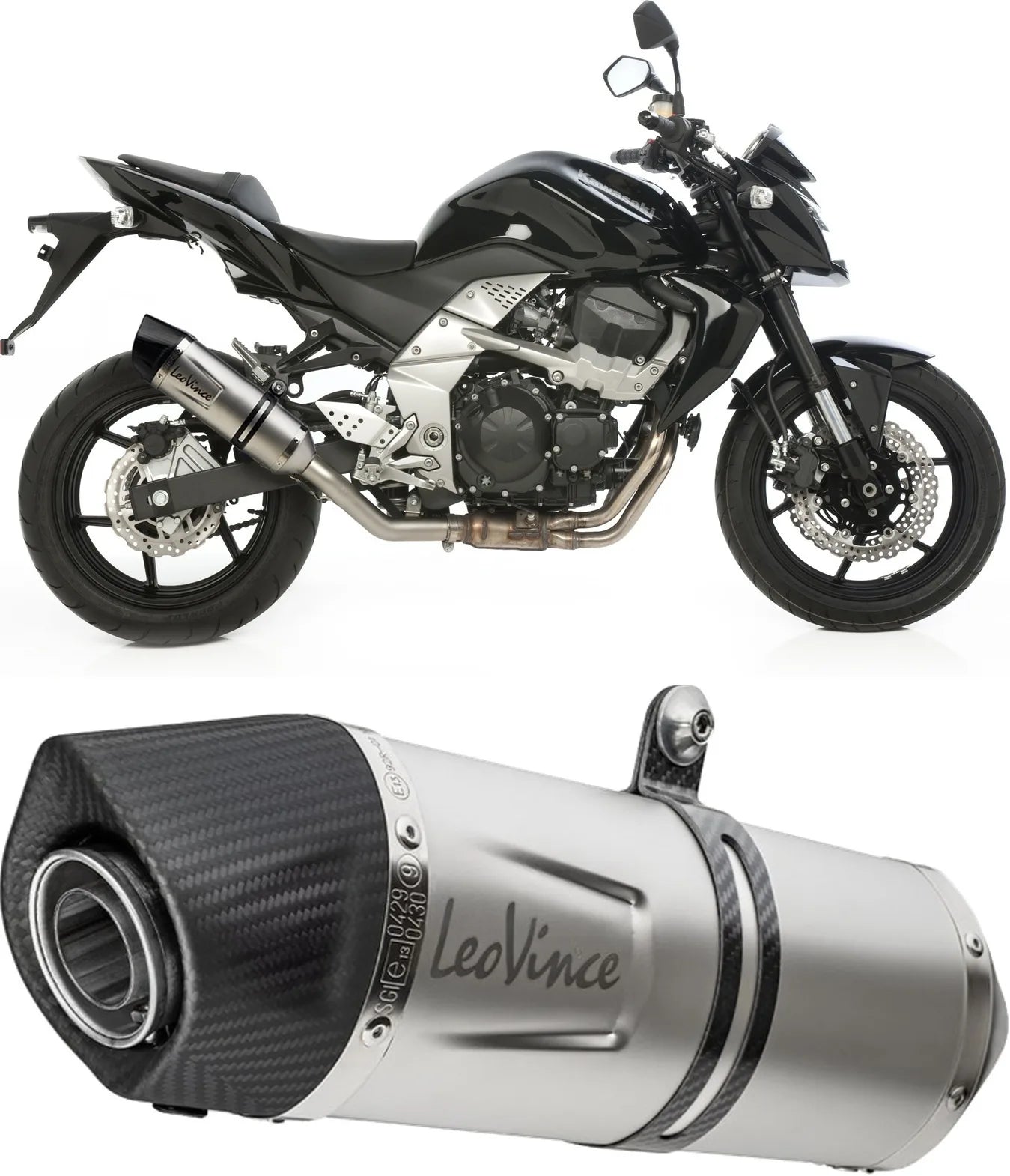 Terminale Di Scarico Con Omologazione Suono Lv One Evo Acciaio Fondello Carbonio - Leovince Compatibile Con Kawasaki Z 750 R (2011-2014)