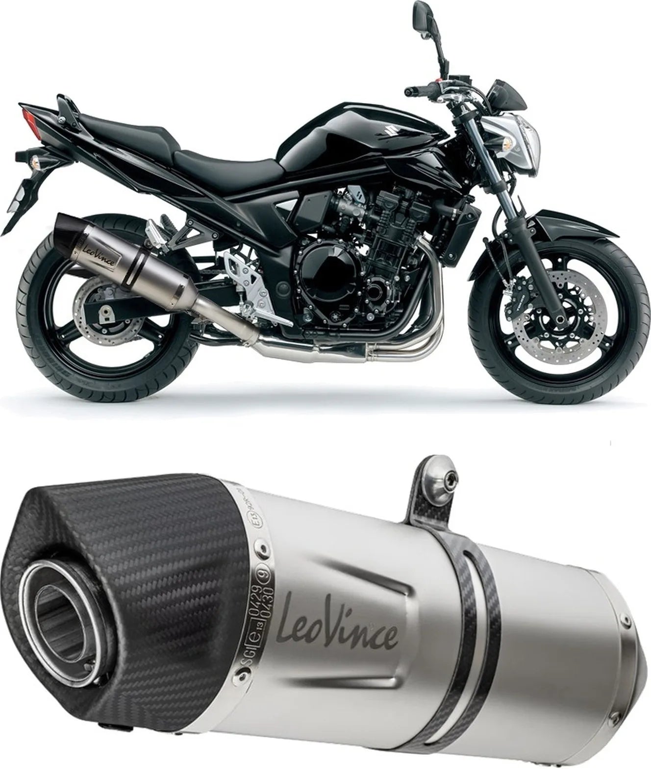 Terminale Di Scarico Con Omologazione Suono Lv One Evo Acciaio Fondello Carbonio - Leovince Compatibile Con Suzuki Gsx-F 650 (2008-2015)