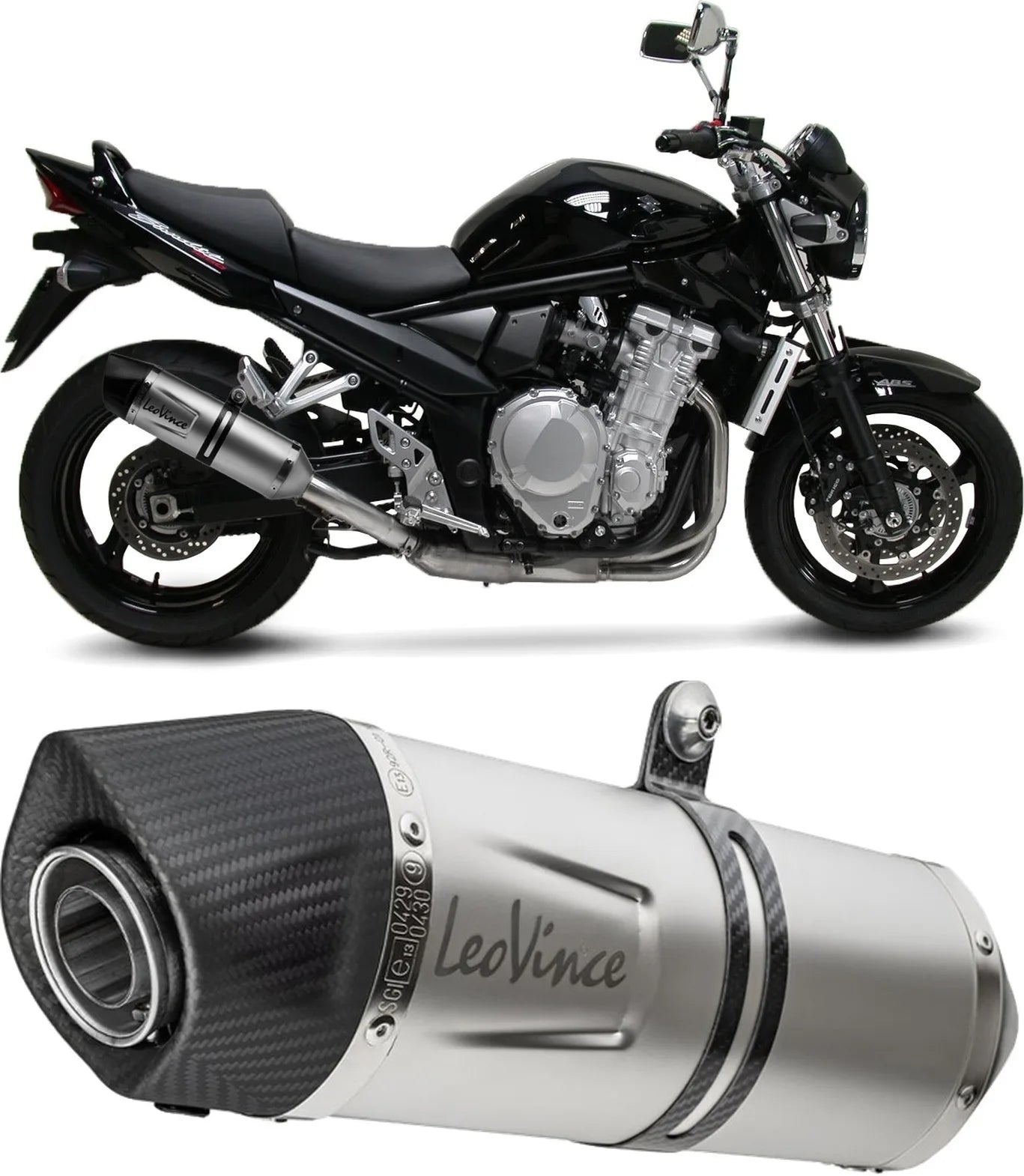 Terminale Di Scarico Con Omologazione Suono Lv One Evo Acciaio Fondello Carbonio - Leovince Compatibile Con Suzuki Gsx 1250 Fa (2010-2016)