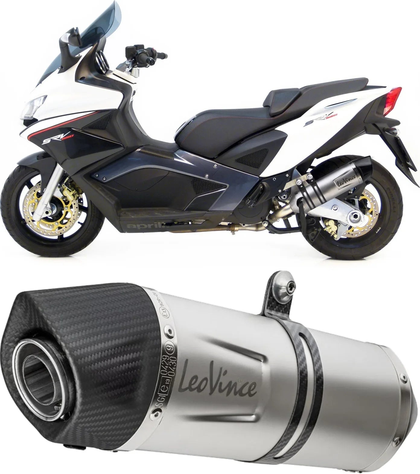 Terminale Di Scarico Con Omologazione Suono Lv One Evo Acciaio Fondello Carbonio - Leovince Compatibile Con Aprilia Srv 850 (2012-2016)