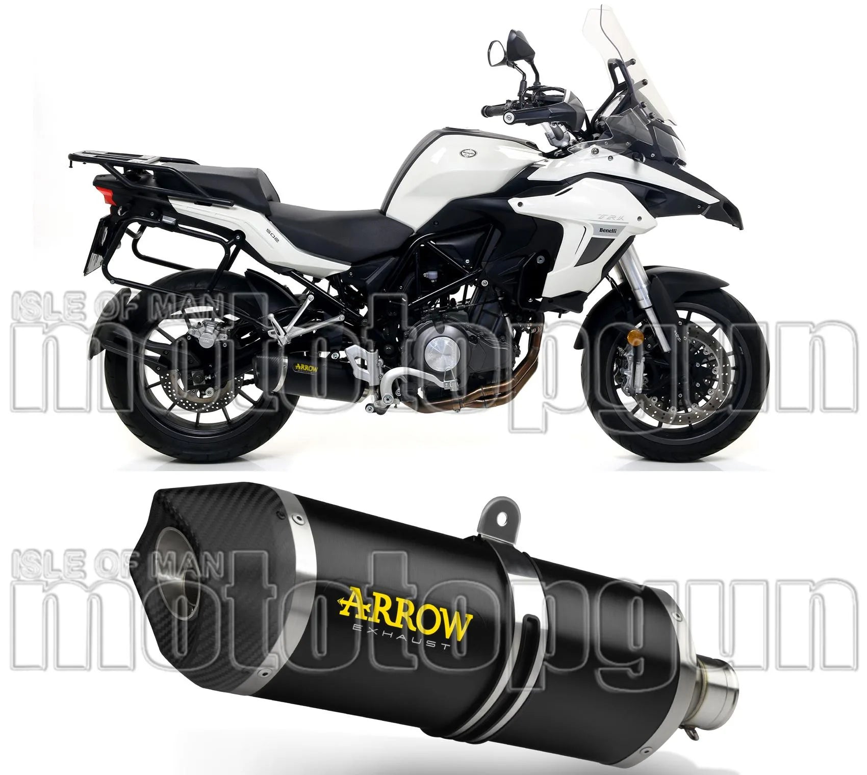 Terminale Di Scarico Con Omologazione Suono Race-Tech Alluminio Nero Carbonio - Arrow Special Parts Compatibile Con Benelli Trk 502 (2017-2020)