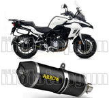 Terminale Di Scarico Con Omologazione Suono Race-Tech Alluminio Nero Carbonio - Arrow Special Parts Compatibile Con Benelli Trk 502 (2017-2020)