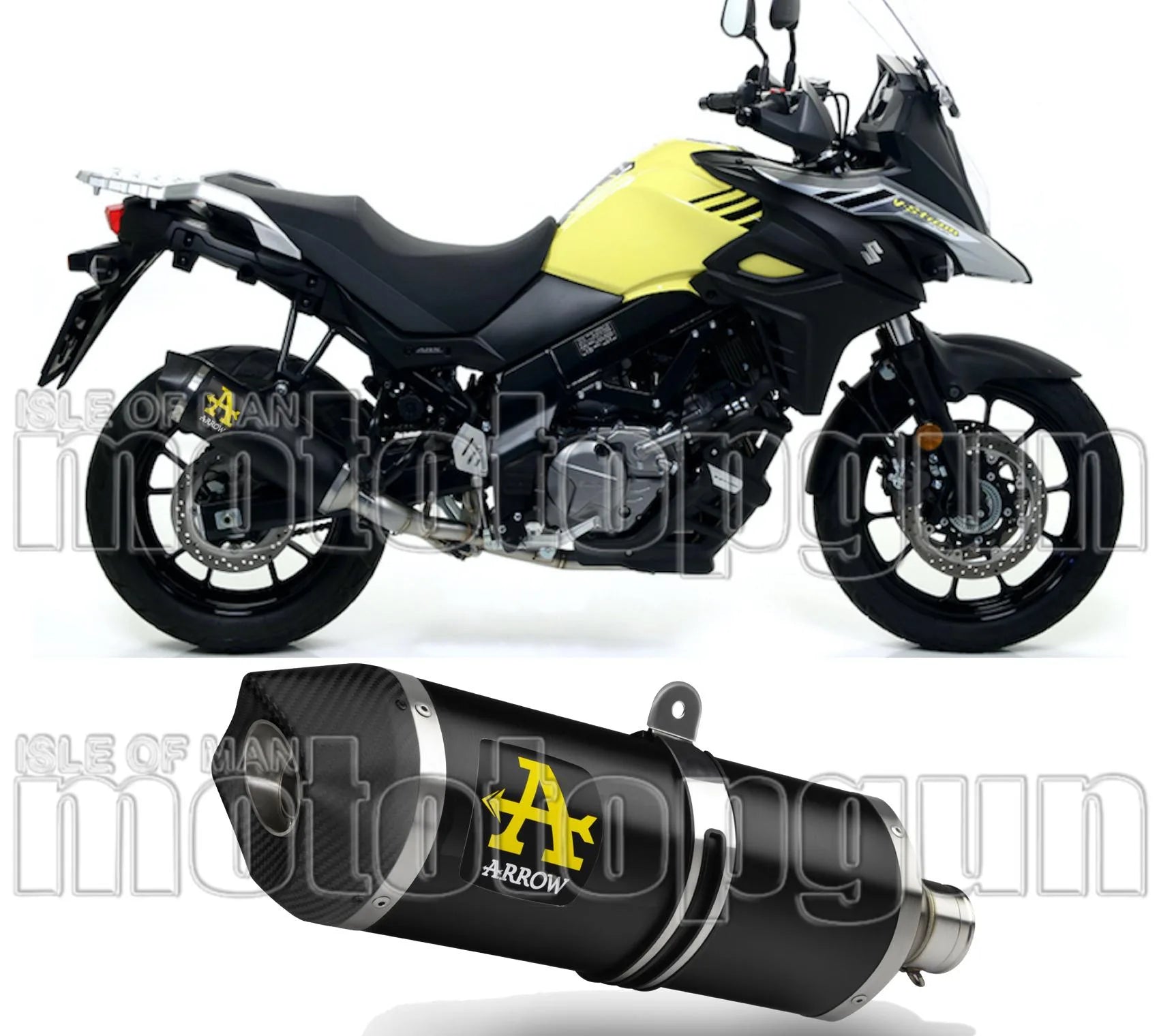 Terminale Di Scarico Con Omologazione Suono Race-Tech Alluminio Nero Carbonio - Arrow Special Parts Compatibile Con Suzuki V-Strom 650 (2017-2020)
