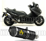 Terminale Di Scarico Con Omologazione Suono Race-Tech Alluminio Nero Carbonio - Arrow Special Parts Compatibile Con Yamaha Xp 530 T-Max Yp (2008-2011)
