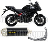 Impianto Di Scarico Completo Catalizzato E Con Omologazione Suono Race-Tech Alluminio Nero Acciaio - Arrow Special Parts Compatibile Con Kawasaki Versys 650 (2017-2022)