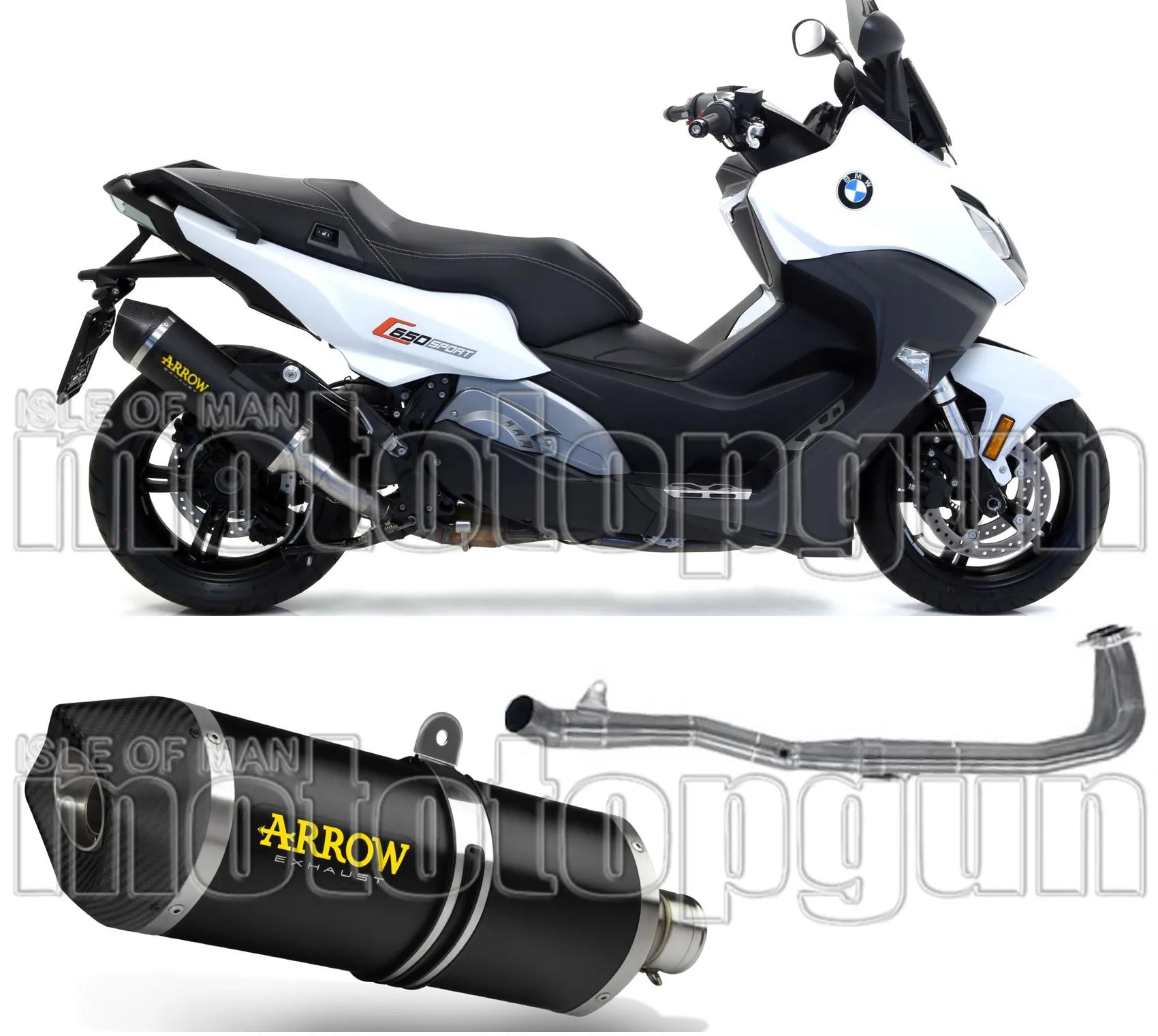 Impianto Di Scarico Completo Catalizzato E Con Omologazione Suono Race-Tech Alluminio Nero Carbonio - Arrow Special Parts Compatibile Con Bmw C 650 Sport (2016-2020)