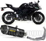 Impianto Di Scarico Completo Catalizzato E Con Omologazione Suono Race-Tech Alluminio Nero Carbonio - Arrow Special Parts Compatibile Con Kawasaki Ninja 650 (2017-2020)