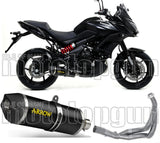 Impianto Di Scarico Completo Catalizzato E Con Omologazione Suono Race-Tech Alluminio Nero Carbonio - Arrow Special Parts Compatibile Con Kawasaki Versys 650 (2017-2022)