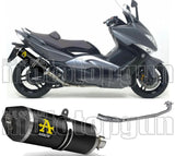 Impianto Di Scarico Completo Catalizzato E Con Omologazione Suono Race-Tech Alluminio Nero Carbonio - Arrow Special Parts Compatibile Con Yamaha Xp 530 T-Max Yp (2008-2011)