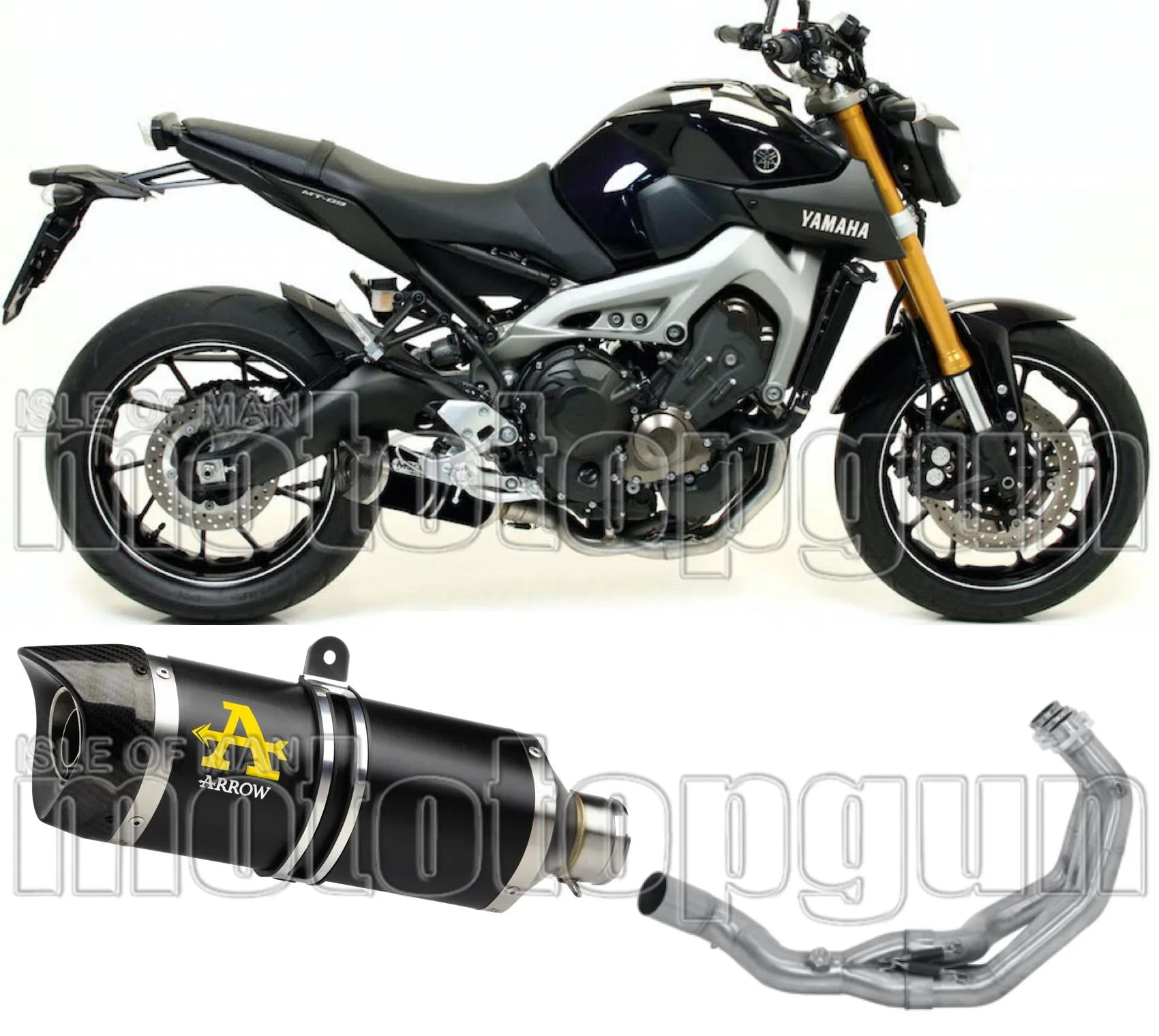 Impianto Di Scarico Completo Catalizzato E Con Omologazione Suono Thunder Alluminio Nero Carbonio - Arrow Special Parts Compatibile Con Yamaha Tracer 900 Gt (2018-2020)