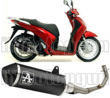 Impianto Di Scarico Completo Catalizzato E Con Omologazione Suono Urban Alluminio Nero Acciaio Nero - Arrow Special Parts Compatibile Con Honda Sh 125 I Abs (2012-2016)