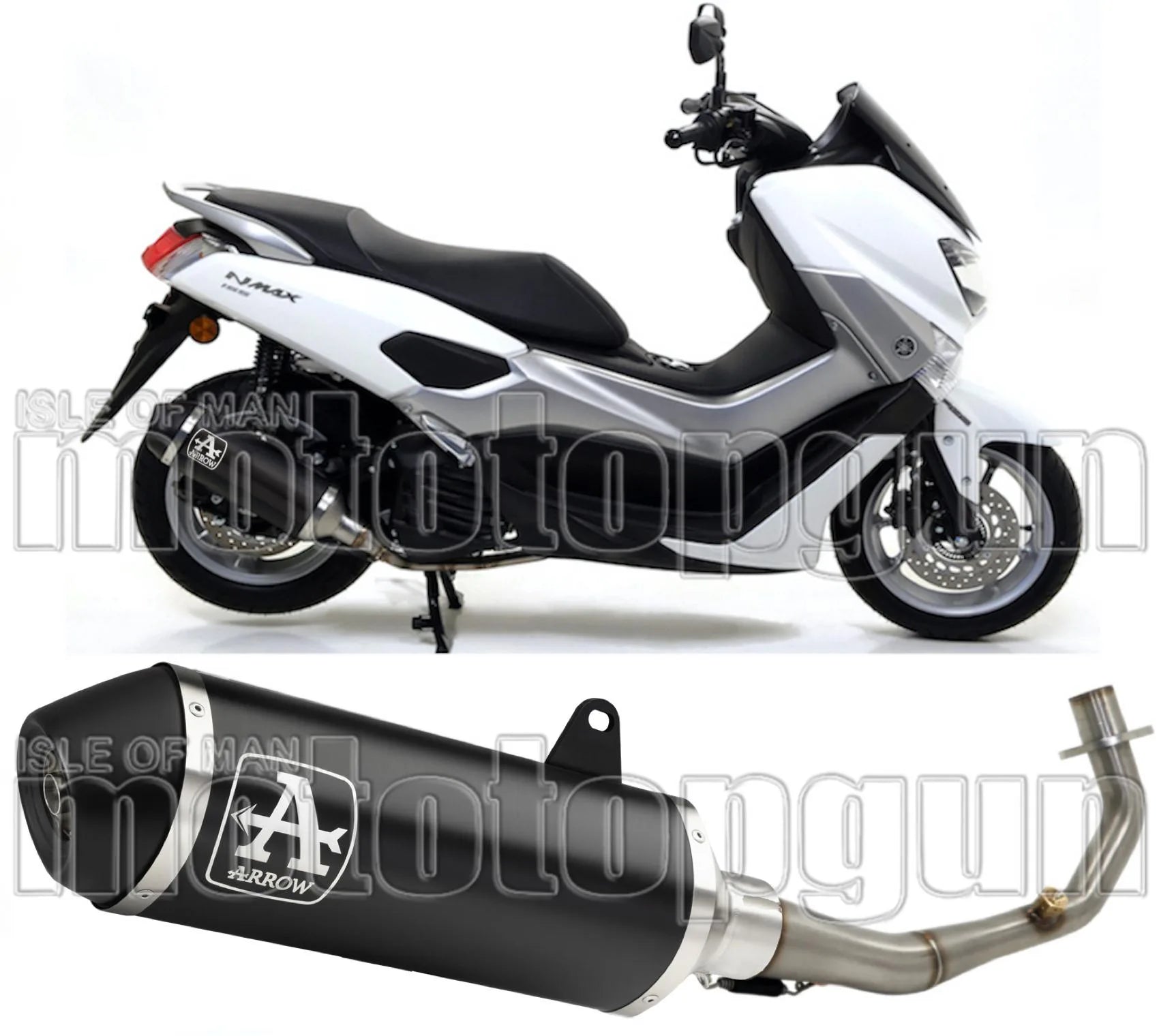 Impianto Di Scarico Completo Catalizzato E Con Omologazione Suono Urban Alluminio Nero Acciaio Nero - Arrow Special Parts Compatibile Con Yamaha N-Max 155 (2017-2020)