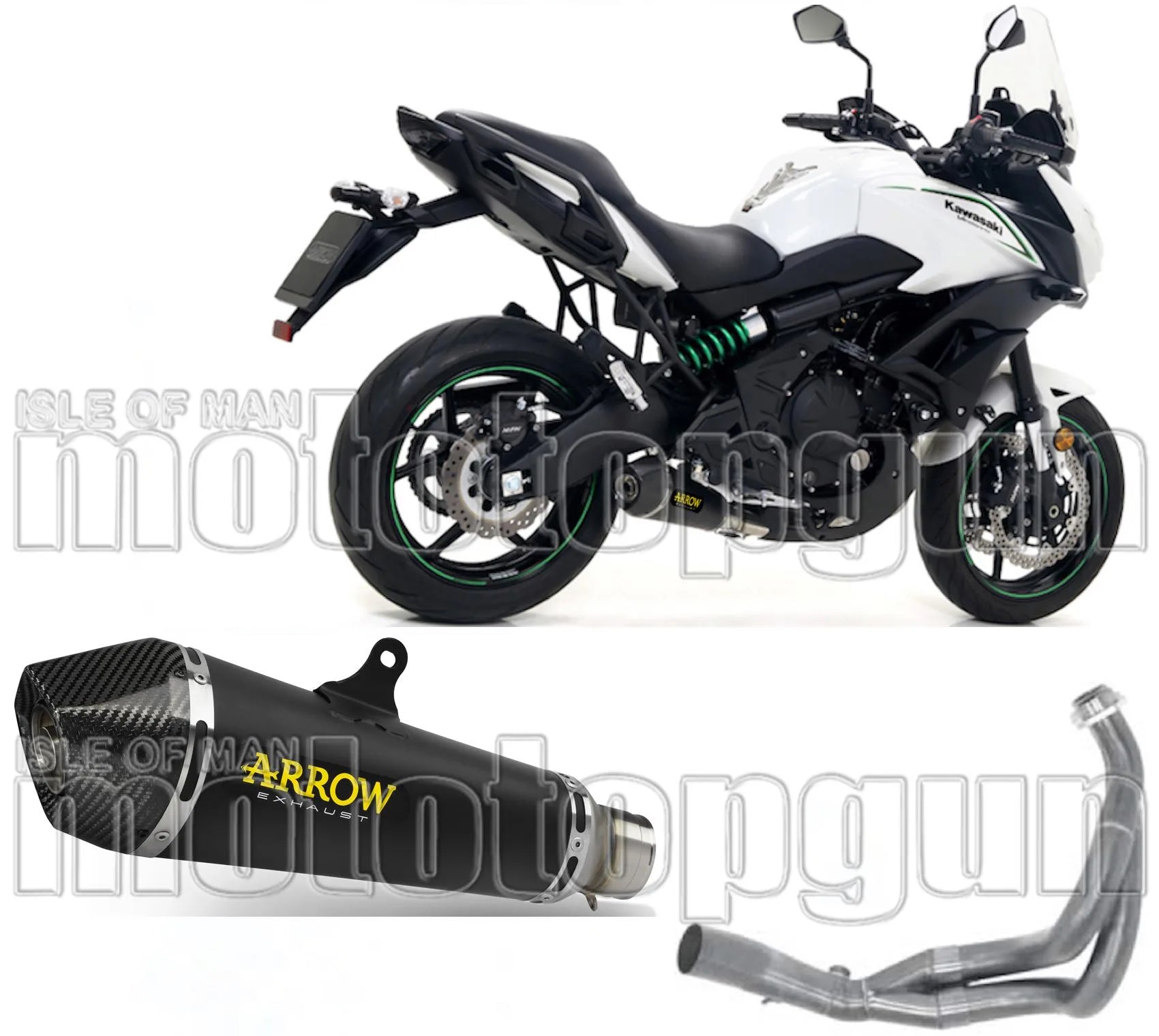 Impianto Di Scarico Completo Catalizzato E Con Omologazione Suono X-Kone Nichrom Nero Carbonio - Arrow Special Parts Compatibile Con Kawasaki Versys 650 (2017-2022)