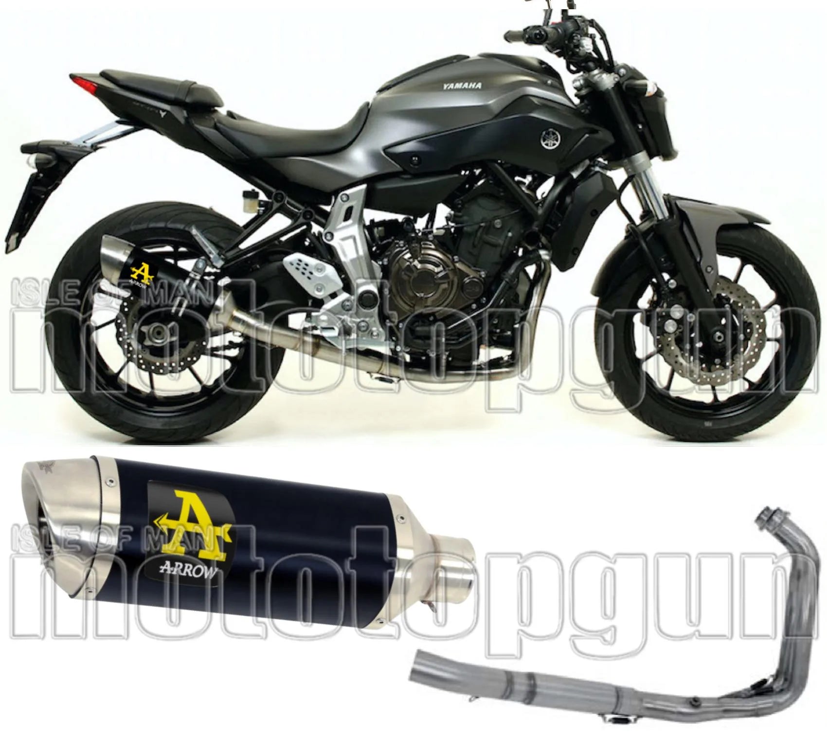 Impianto Di Scarico Completo Catalizzato E Con Omologazione Suono Thunder Alluminio Nero Acciaio - Arrow Special Parts Compatibile Con Yamaha Tracer 7 (2021-2024)