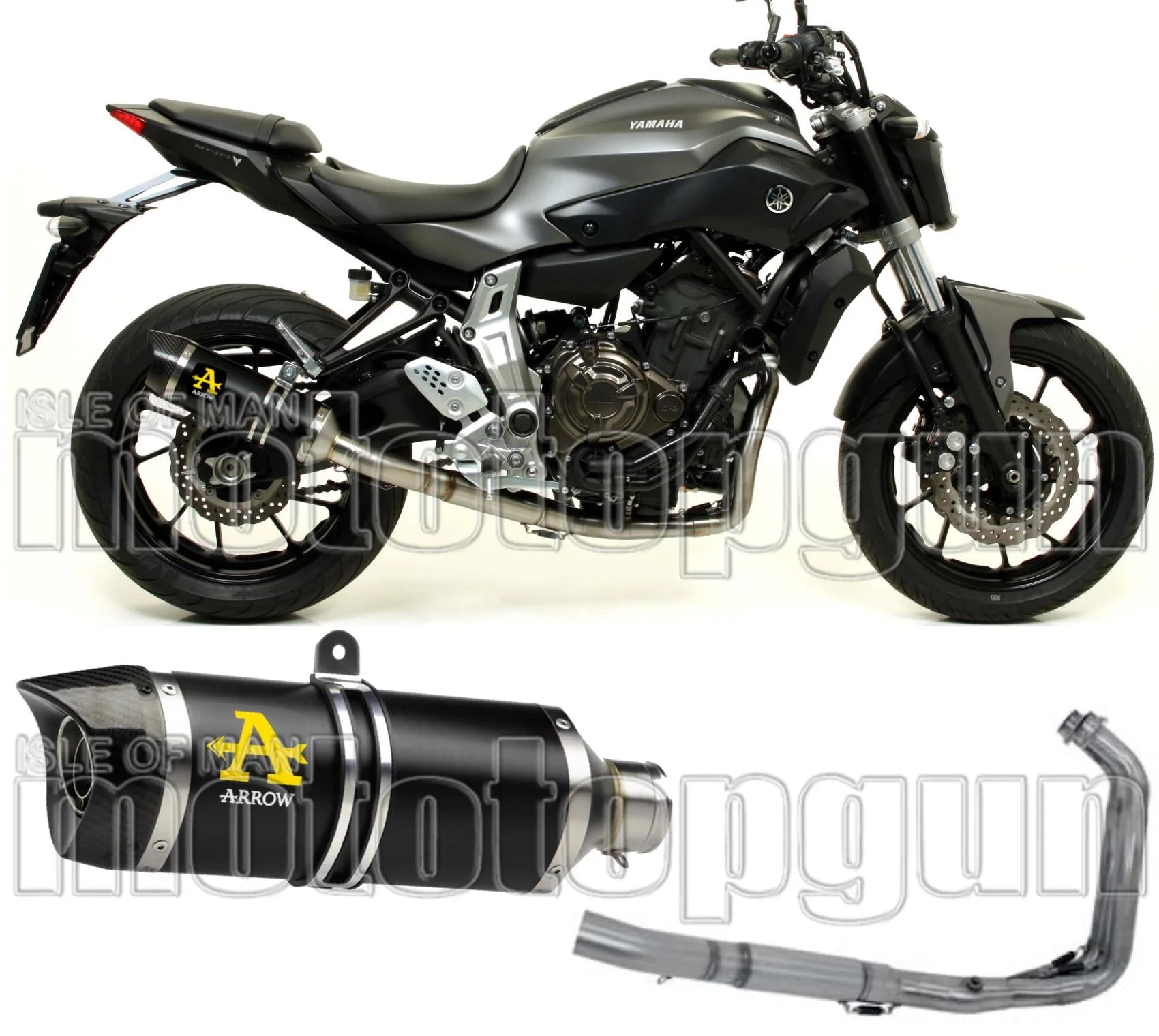 Impianto Di Scarico Completo Catalizzato E Con Omologazione Suono Thunder Alluminio Nero Carbonio - Arrow Special Parts Compatibile Con Yamaha Tracer 700 (2020)