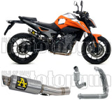 Impianto Di Scarico Completo Non Catalizzato E Con Omologazione Suono Gp2 Gp-2 Titanio Acciaio - Arrow Special Parts Compatibile Con Ktm 790 Duke (2018-2020)