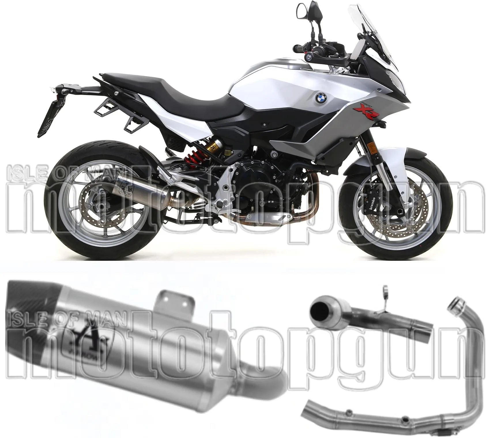 Impianto Di Scarico Completo Non Catalizzato E Con Omologazione Suono Indy-Race Titanio Carbonio - Arrow Special Parts Compatibile Con Bmw F 900 Xr (2020-2024)