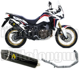Impianto Di Scarico Completo Non Catalizzato E Con Omologazione Suono Maxi Race-Tech Alluminio Nero Carbonio - Arrow Special Parts Compatibile Con Honda Crf 1000 L Africa Twin (2016-2019)