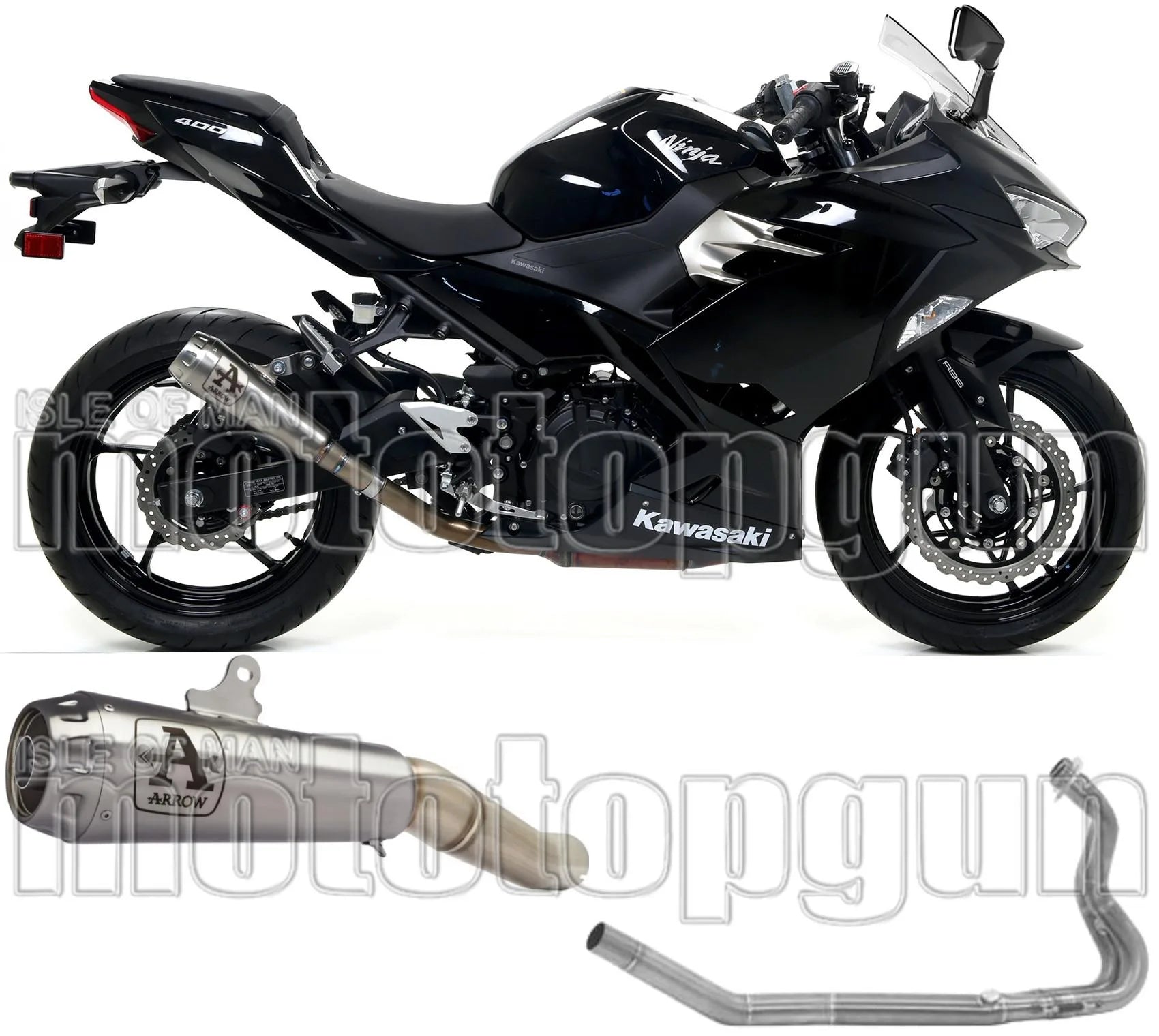 Impianto Di Scarico Completo Non Catalizzato E Con Omologazione Suono Pro-Race Nichrom Acciaio - Arrow Special Parts Compatibile Con Kawasaki Z 400 (2019-2020)