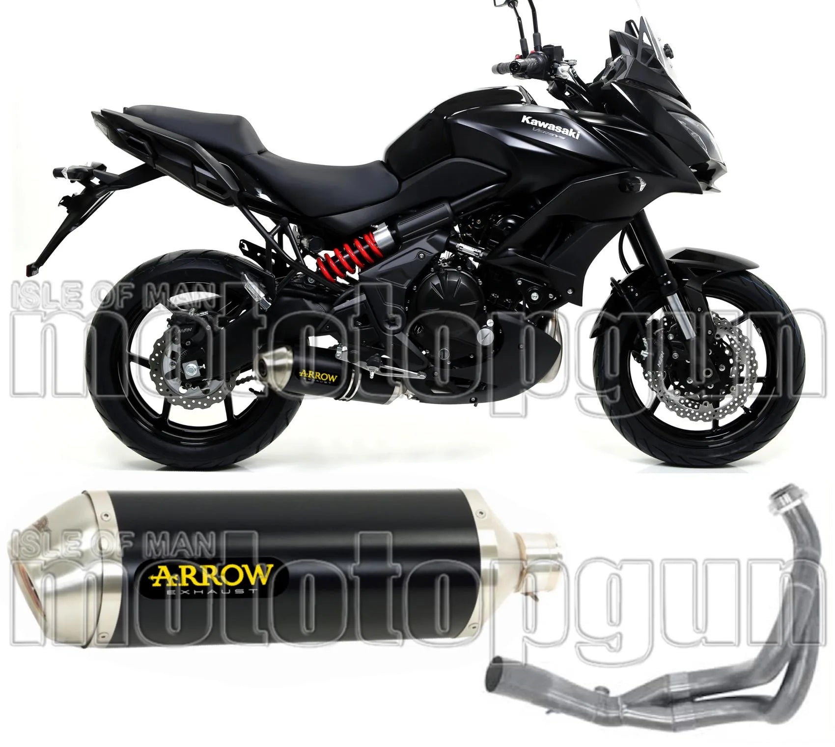Impianto Di Scarico Completo Non Catalizzato E Con Omologazione Suono Race-Tech Alluminio Nero Acciaio - Arrow Special Parts Compatibile Con Kawasaki Versys 650 (2017-2022)