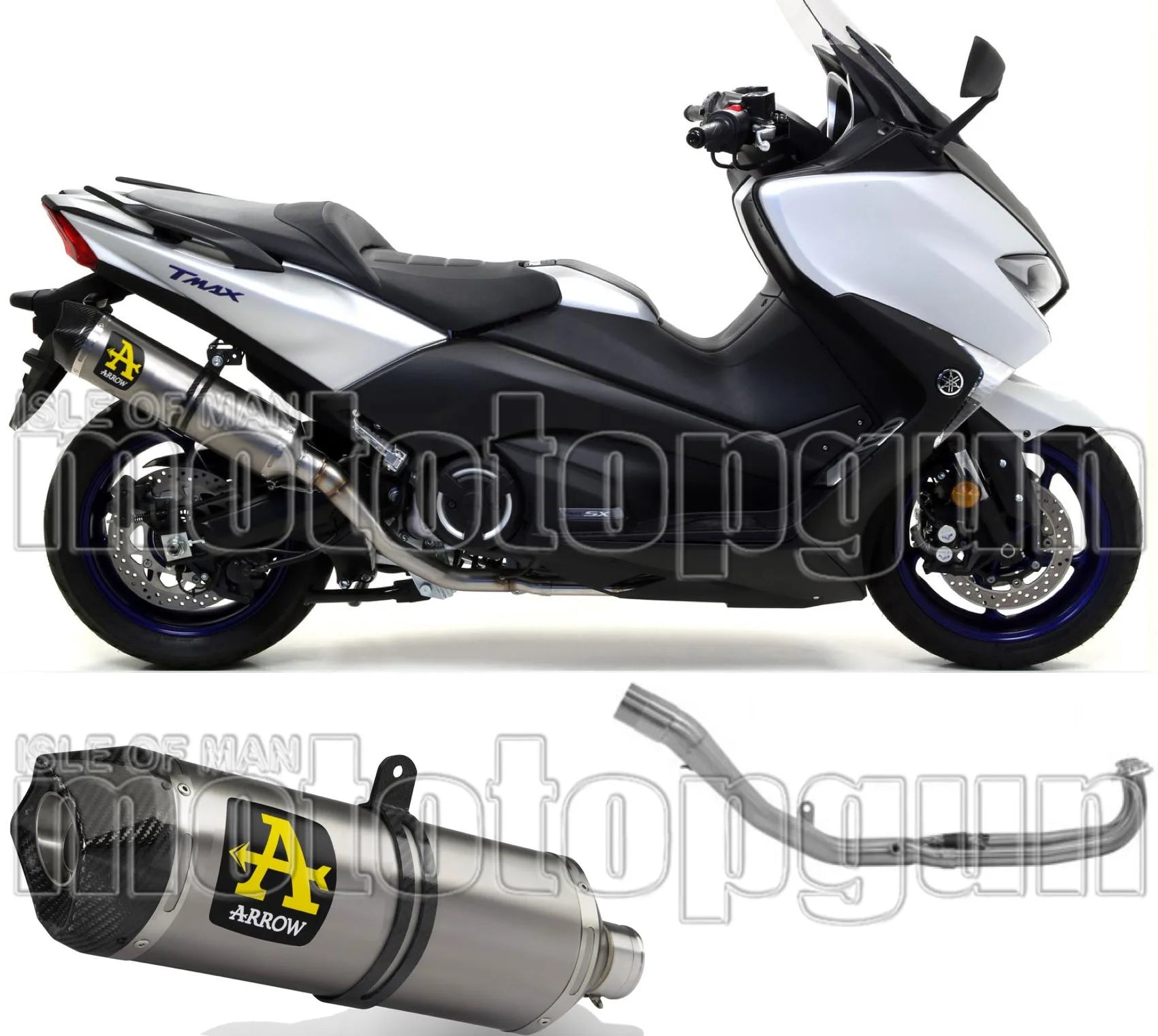Impianto Di Scarico Completo Non Catalizzato E Con Omologazione Suono Race-Tech Alluminio Carbonio - Arrow Special Parts Compatibile Con Yamaha Xp 560 T-Max (2020-2024)