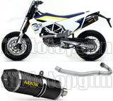 Complete Non-Catalytic Exhaust System With Sound Certification Race-Tech Black Aluminium Carbon - Arrow Special Parts Compatible With Husqvarna 701 Enduro (2017-2020)
