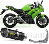 Impianto Di Scarico Completo Non Catalizzato E Con Omologazione Suono Race-Tech Alluminio Nero Carbonio - Arrow Special Parts Compatibile Con Kawasaki Er-6 F (2012-2016)