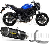 Impianto Di Scarico Completo Non Catalizzato E Con Omologazione Suono Race-Tech Alluminio Nero Carbonio - Arrow Special Parts Compatibile Con Suzuki Sv 650 (2016-2024)