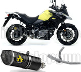 Impianto Di Scarico Completo Non Catalizzato E Con Omologazione Suono Race-Tech Alluminio Nero Carbonio - Arrow Special Parts Compatibile Con Suzuki V-Strom 650 (2017-2020)