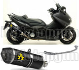 Impianto Di Scarico Completo Non Catalizzato E Con Omologazione Suono Race-Tech Alluminio Nero Carbonio - Arrow Special Parts Compatibile Con Yamaha Xp 530 T-Max (2012-2016)