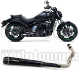 Impianto Di Scarico Completo Non Catalizzato E Con Omologazione Suono Rebel Alluminio Nero Carbonio - Arrow Special Parts Compatibile Con Kawasaki Vulcan 650 S (2014-2016)