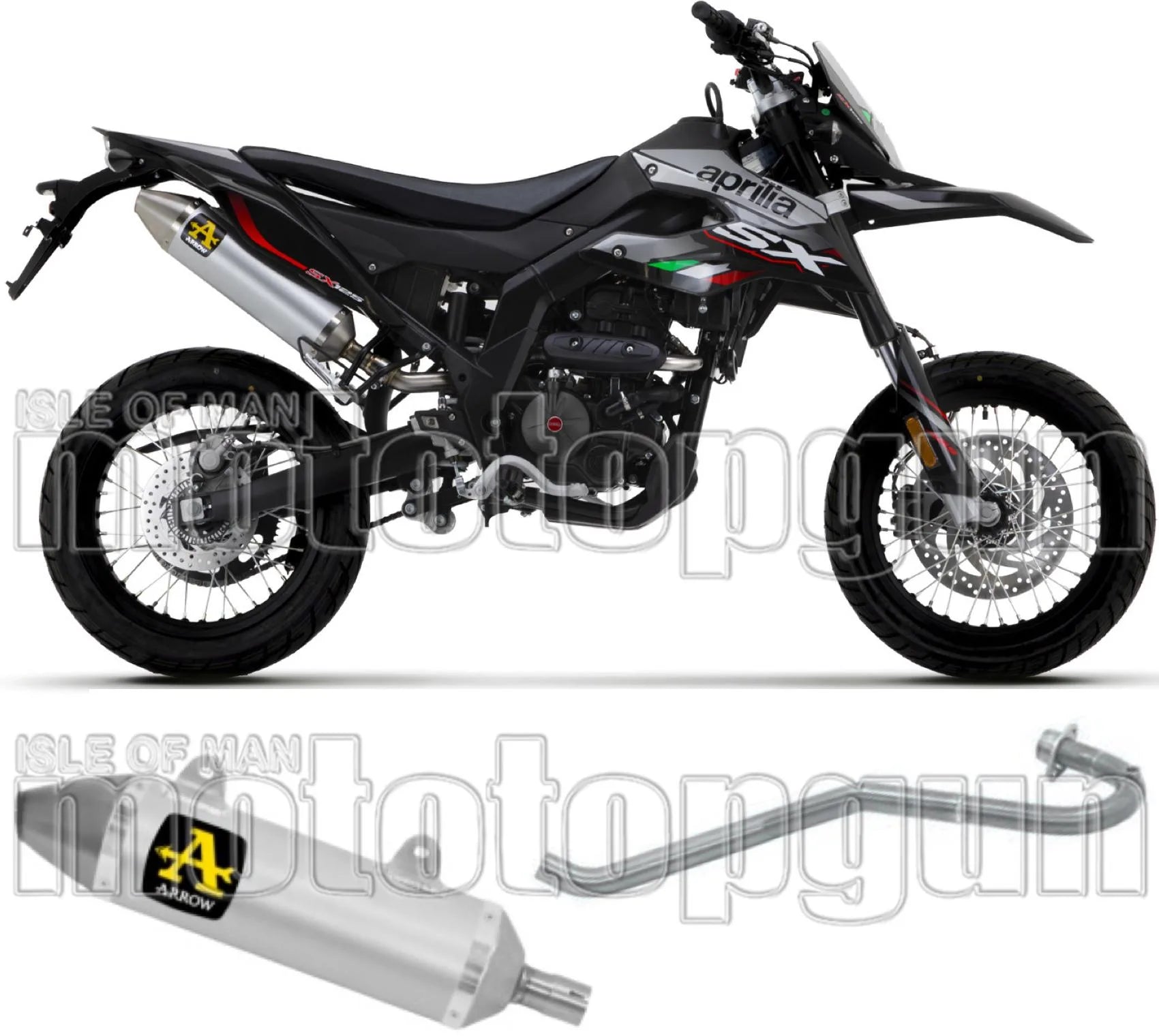 Impianto Di Scarico Completo Catalizzato E Con Omologazione Suono Thunder Alluminio Acciaio - Arrow Special Parts Compatibile Con Malaguti Xsm 125 4T (2019-2020)