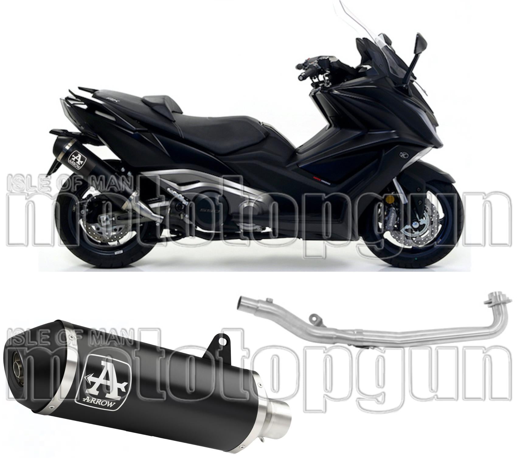 Complete Non-Catalytic Exhaust System With Sound Certification Urban Black Aluminium Stainless Steel Black - Arrow Special Parts Compatible With Kymco Ak 550 (2017-2020)