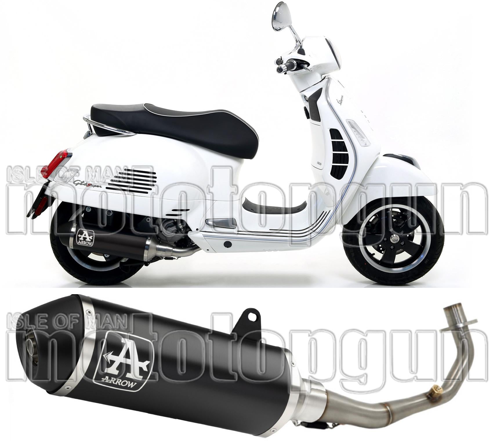 Complete Non-Catalytic Exhaust System With Sound Certification Urban Black Aluminium Stainless Steel Black - Arrow Special Parts Compatible With Piaggio Vespa Gts 300 (2008-2016)