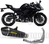 Impianto Di Scarico Completo Non Catalizzato E Con Omologazione Suono X-Kone Nichrom Nero Carbonio - Arrow Special Parts Compatibile Con Kawasaki Z 650 (2017-2020)