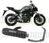 Impianto Di Scarico Completo Non Catalizzato E Con Omologazione Suono Jet-Race Inox Nero Carbonio - Arrow Special Parts Compatibile Con Yamaha Mt-07 (2014-2020)