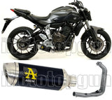 Impianto Di Scarico Completo Non Catalizzato E Con Omologazione Suono Thunder Alluminio Nero Acciaio - Arrow Special Parts Compatibile Con Yamaha Mt-07 (2014-2020)