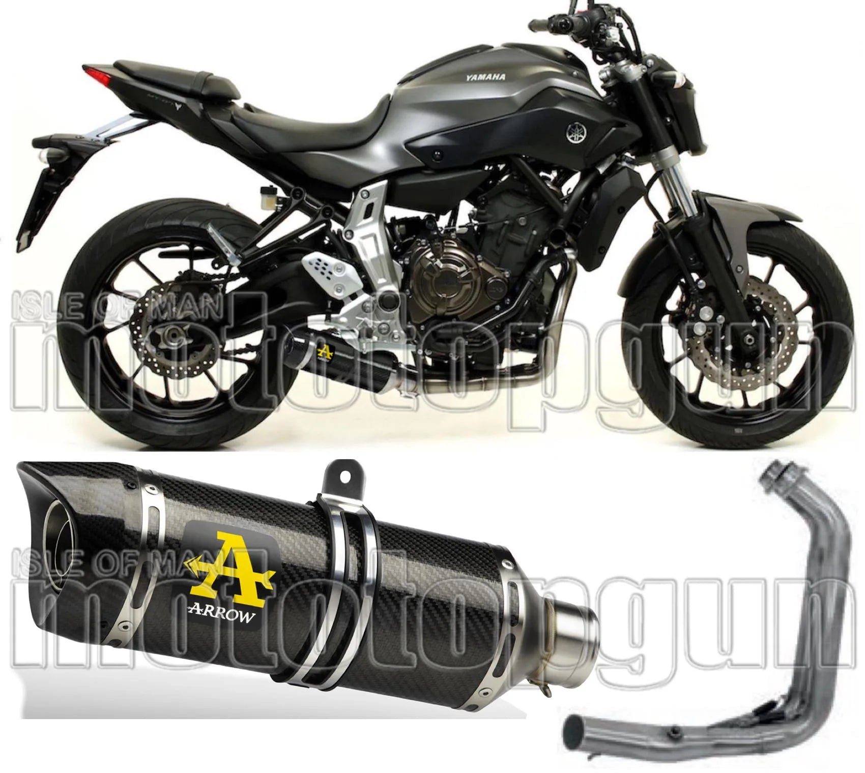 Impianto Di Scarico Completo Non Catalizzato E Con Omologazione Suono Thunder Carbonio Carbonio - Arrow Special Parts Compatibile Con Yamaha Mt-07 (2014-2020)