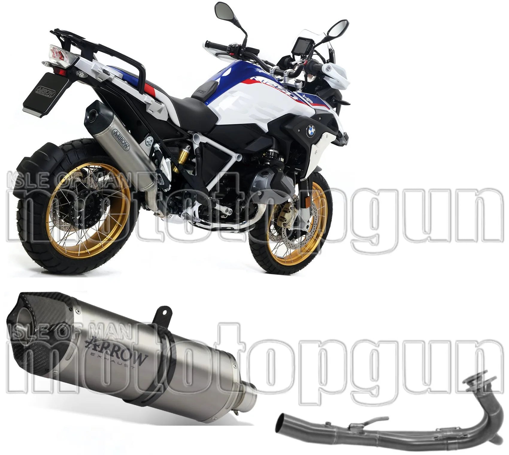Impianto Di Scarico Completo Non Catalizzato E Con Omologazione Suono Maxi Race-Tech Full Titanio Carbonio - Arrow Special Parts Compatibile Con Bmw R 1250 Gs (2019-2024)