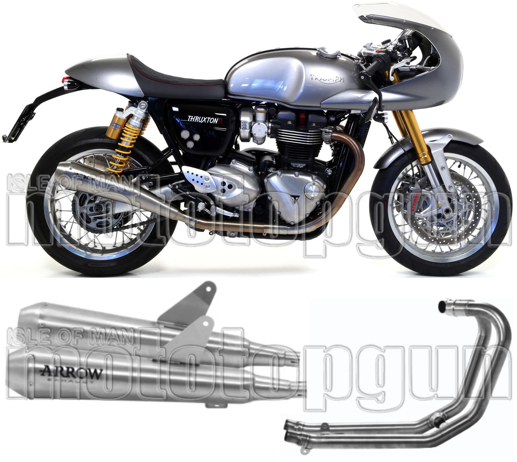 Complete Non-Catalytic Exhaust System With Sound Certification Pro-Racing Nichrom Stainless Steel - Arrow Special Parts Compatible With Triumph Thruxton 1200 Rs (2020-2023)