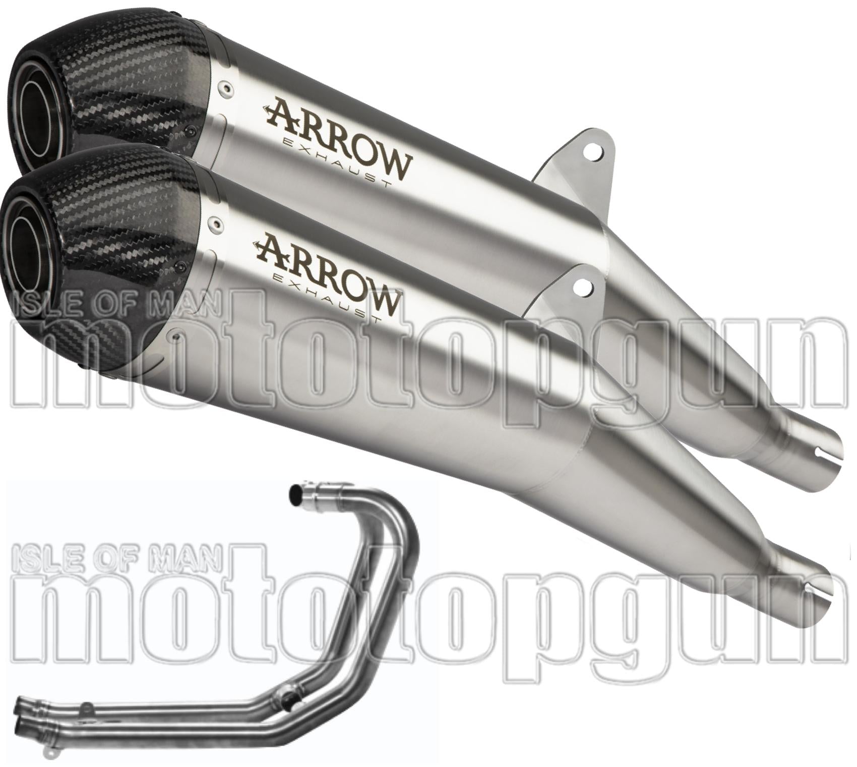Complete Non-Catalytic Exhaust System With Sound Certification Pro-Racing Nichrom Carbon - Arrow Special Parts Compatible With Triumph Speed Twin 1200 (2019-2020)