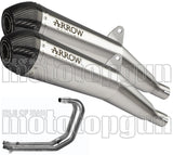 Complete Non-Catalytic Exhaust System With Sound Certification Pro-Racing Nichrom Carbon - Arrow Special Parts Compatible With Triumph Speed Twin 1200 (2019-2020)