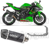 Impianto Di Scarico Completo Non Catalizzato E Con Omologazione Suono Indy-Race Evo Alluminio Nero Carbonio - Arrow Special Parts Compatibile Con Kawasaki Zx 4R (2024-2026)