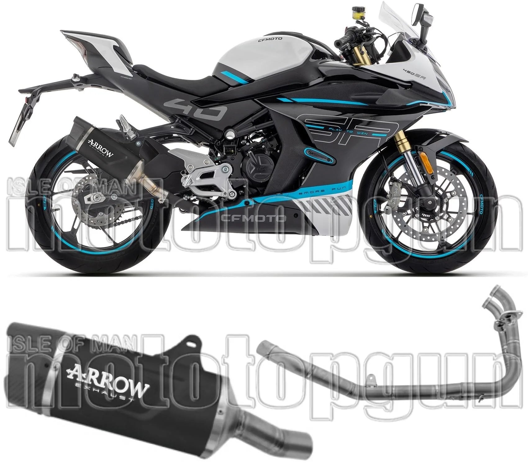 Impianto Di Scarico Completo Non Catalizzato E Con Omologazione Suono Indy-Race Evo Alluminio Nero Carbonio - Arrow Special Parts Compatibile Con Cfmoto 450 Nk (2023-2024)
